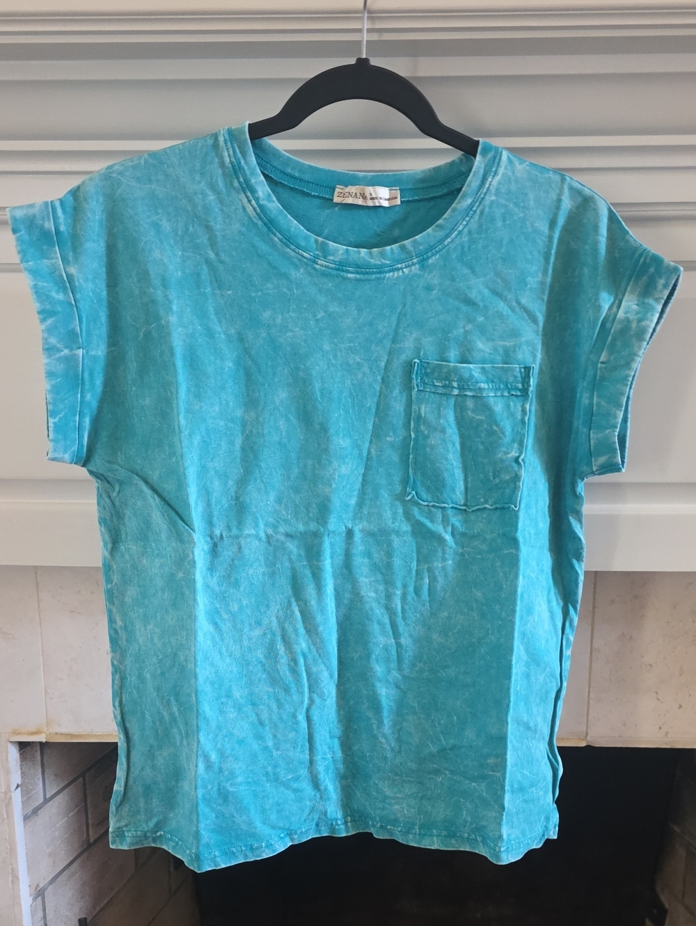 Zenana Outfitters Teal Mineral-Wash Short Sleeve Pocket Tee